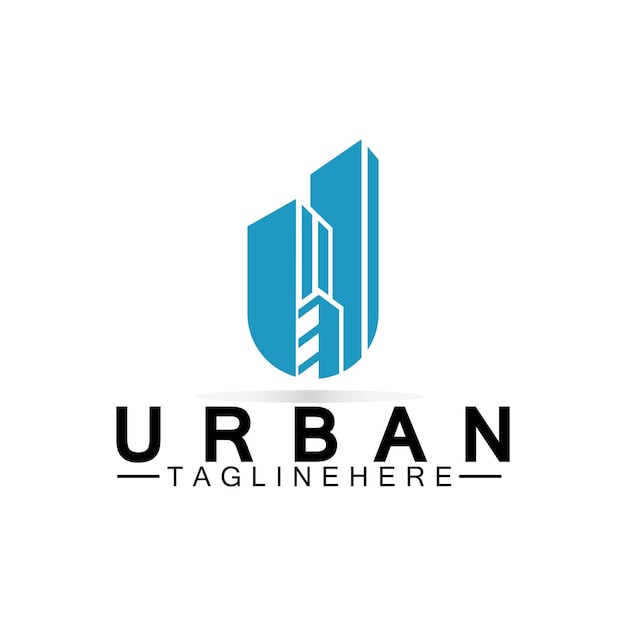 Letra U Logotipo del edificio urbano Diseño vectorial Ícono urbano propiedad de la torre de la ciudad
