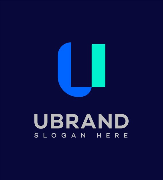 La letra U del logotipo del icono de la marca, la identidad del signo, el símbolo de la plantilla