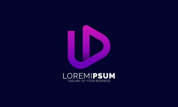 Letra U y logotipo de icono de medios en color degradado moderno