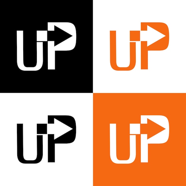 Vector letra u p flechas diseño creativo del logotipo