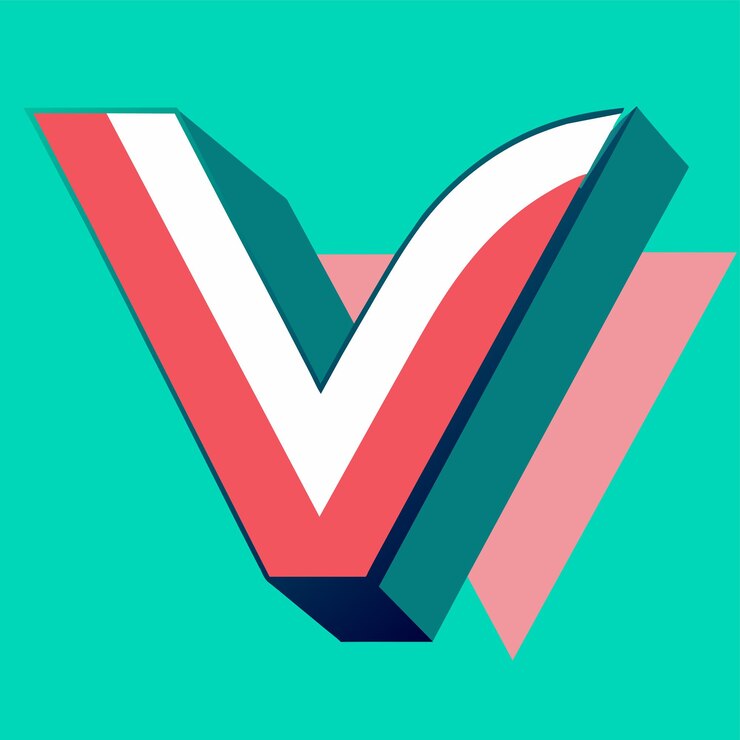 Vector la letra v diseñada como una marca de verificación en un fondo verde vibrante la letra v con el diseño del icono del logotipo de la marca de verificacion
