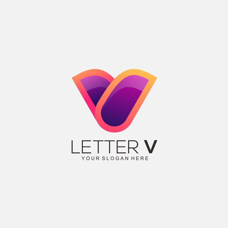 Vector letra v diseño símbolo degradado color