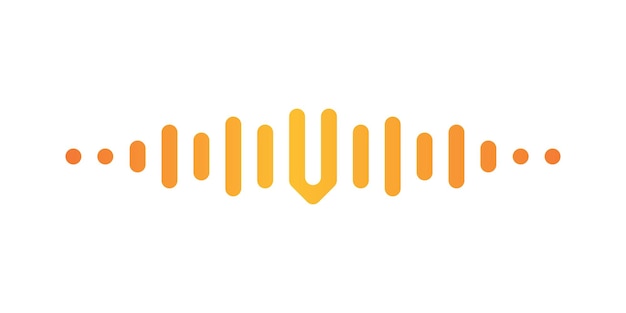Letra V con elemento de reproductor de música de pulso Diseño del logotipo de onda de audio Premium Vector