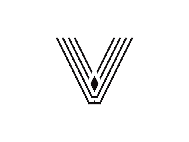 Letra V con elementos de plantilla de diseño de icono de logotipo de marca de verificación