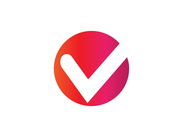 Letra V con elementos de plantilla de diseño de icono de logotipo de marca de verificación