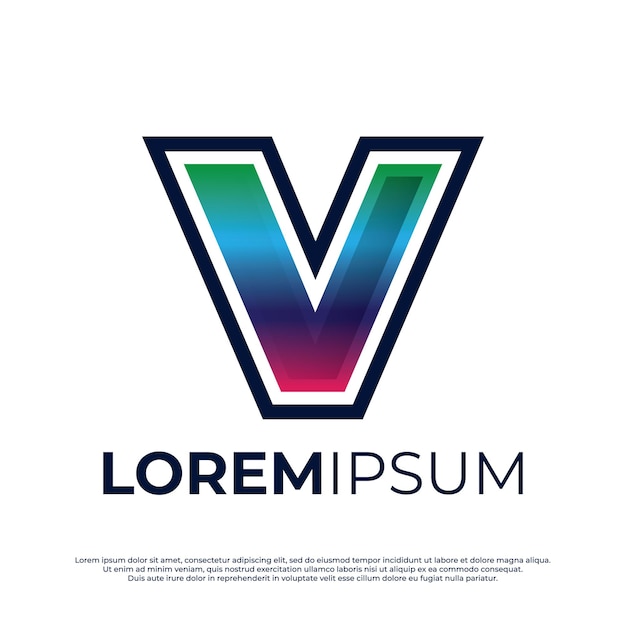 Letra V inicial logotipo colorido ilustración diseño fuente arco iris color aislado sobre fondo blanco