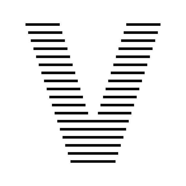 Letra V Inicial Monograma Logo Icono Geométrico Líneas de rayas horizontales