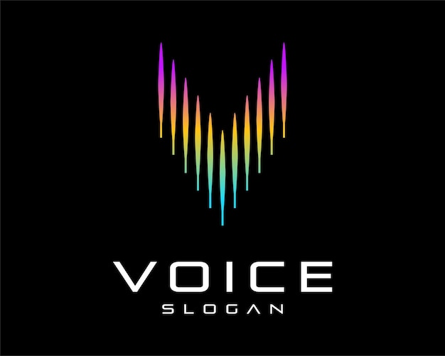 Letra V Iniciales Sonido Voz Espectro Ritmo Digital Futurista Moderno Vibrante Vector Logo Diseño
