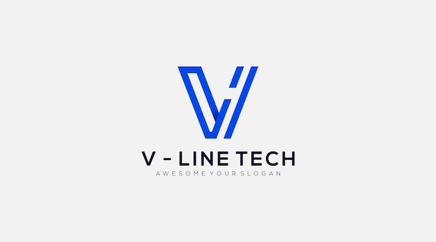 Letra v línea arte logo diseño concepto vector