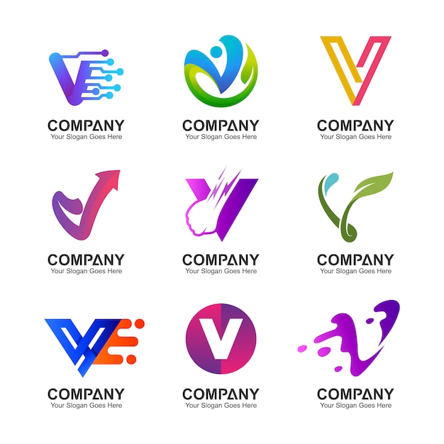 Letra v logo set