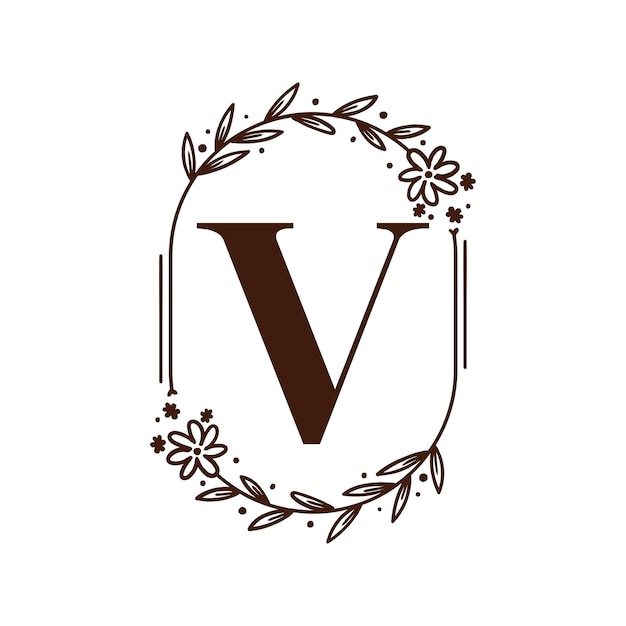 letra v logotipo de belleza natural