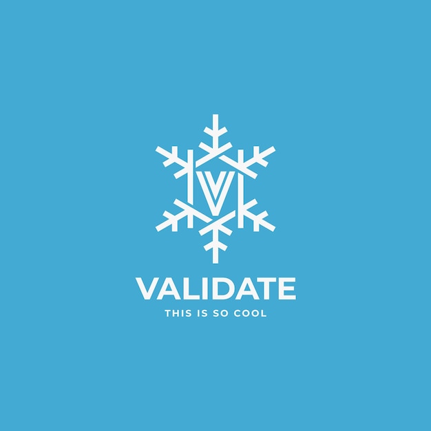 Letra V con el logotipo de copos de nieve V monograma abstracto ilustración vectorial del logotipo de cristal geométrico