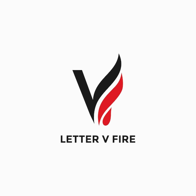 letra v con plantilla de diseño de logotipo de fuego