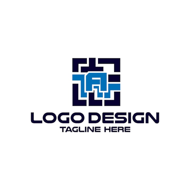 Letra A con vector de diseño de logotipo de tecnología barqode