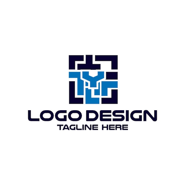 Letra Y con vector de diseño de logotipo de tecnología de laberinto