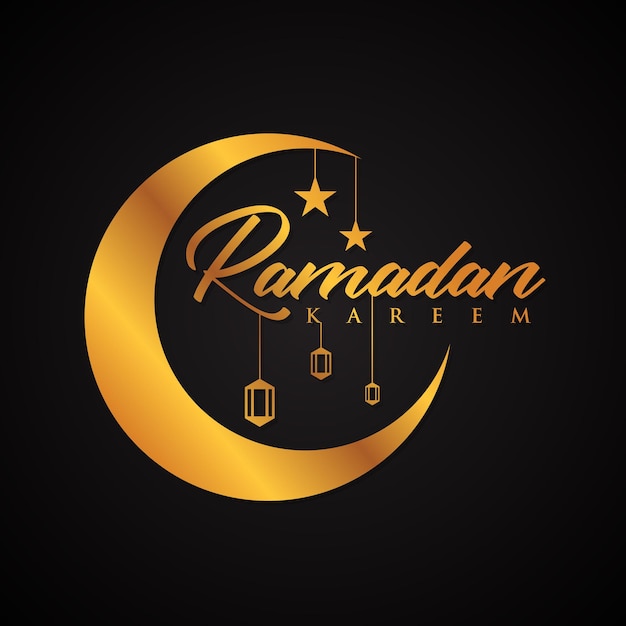Letra vector ramadan kareem en estilo de elegancia en el fondo negro