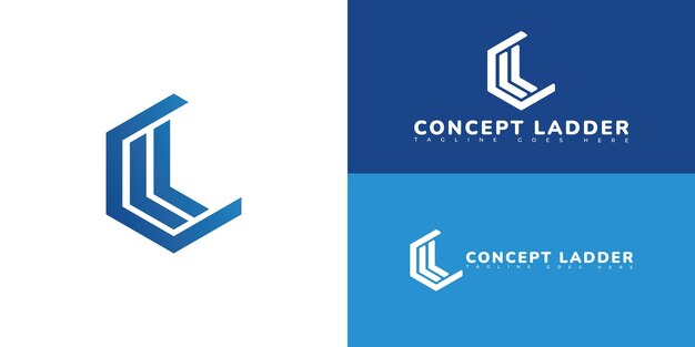 La letra vectorial hexagonal inicial moderna CL o el logotipo LC en color azul aislado en múltiples fondos