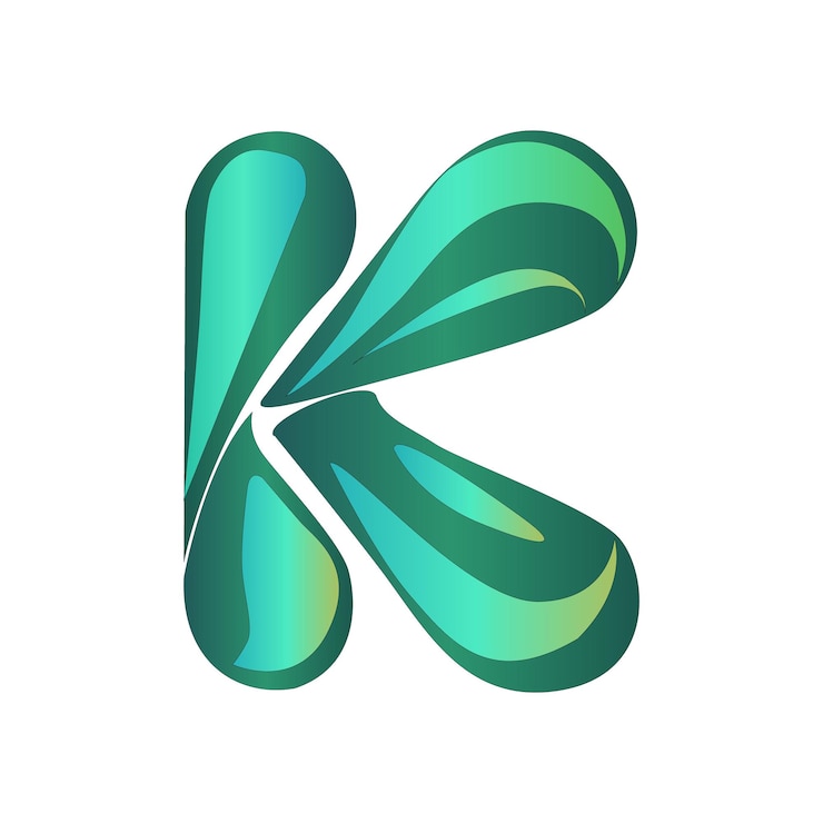 Vector una letra en verde y azul está dibujada en un diseño verde y azul
