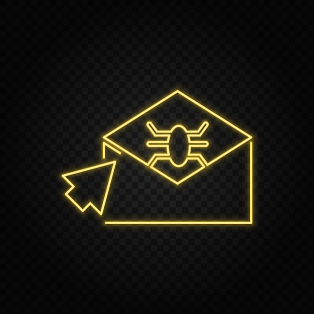 Vector letra virus haga clic en icono de oro ilustración vectorial de fondo de partículas doradas en la oscuridad