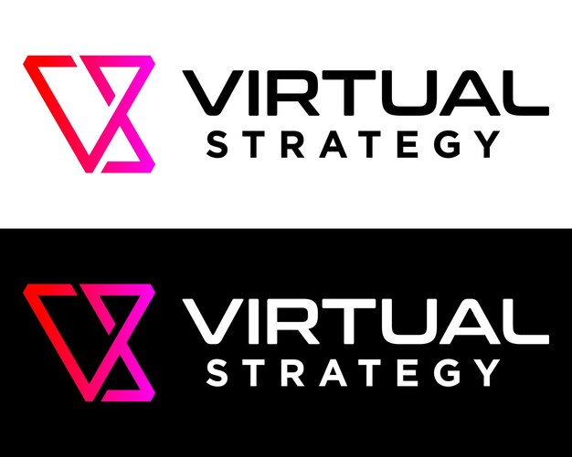 Letra VS monograma diseño de logotipo de tecnología de línea geométrica simple