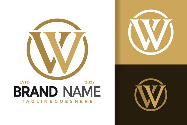 Letra VW o WV Plantilla de ilustración vectorial de diseño de logotipo moderno