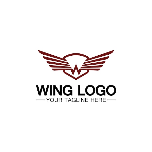 Letra W para combinación de diseño de logotipo de alas letra w y alas