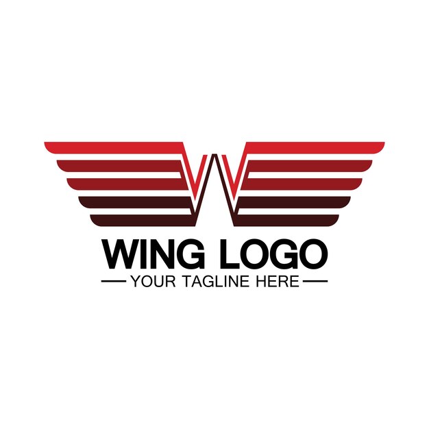 Letra W para combinación de diseño de logotipo de alas letra w y alas