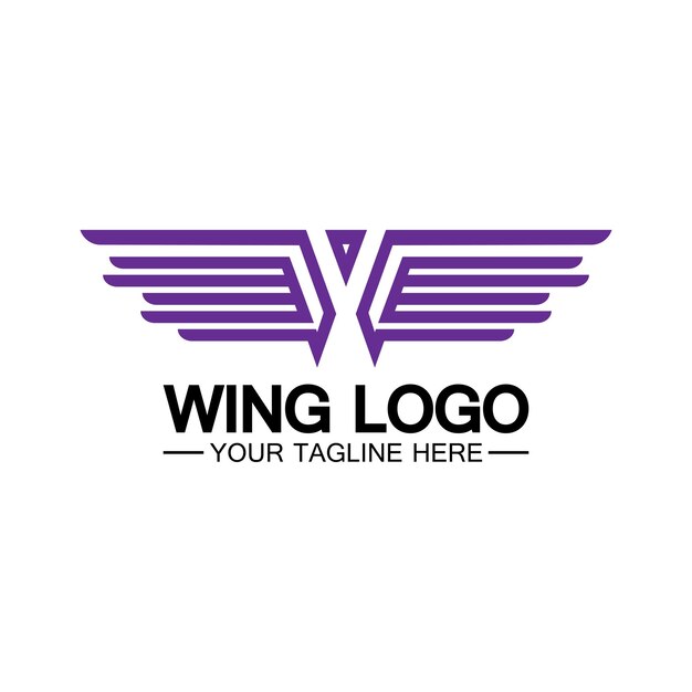 Letra W para combinación de diseño de logotipo de alas letra w y alas