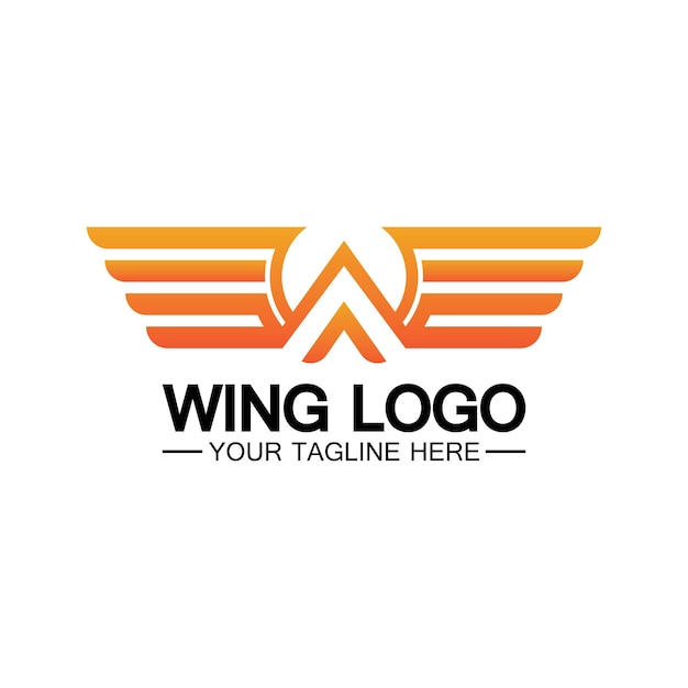 Letra W para combinación de diseño de logotipo de alas letra w y alas