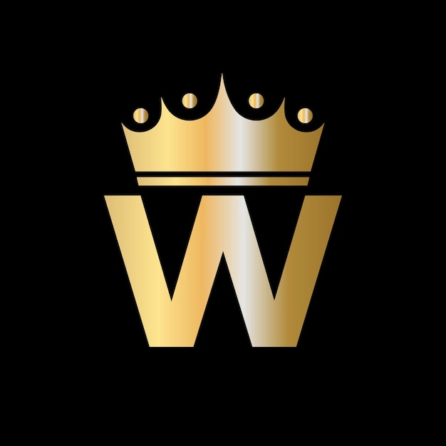 Letra W Diseño de logotipo de corona de caridad con plantilla de vector de símbolo de unidad