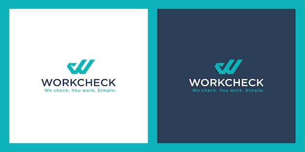 Letra W con diseño de logotipo de marca de verificación
