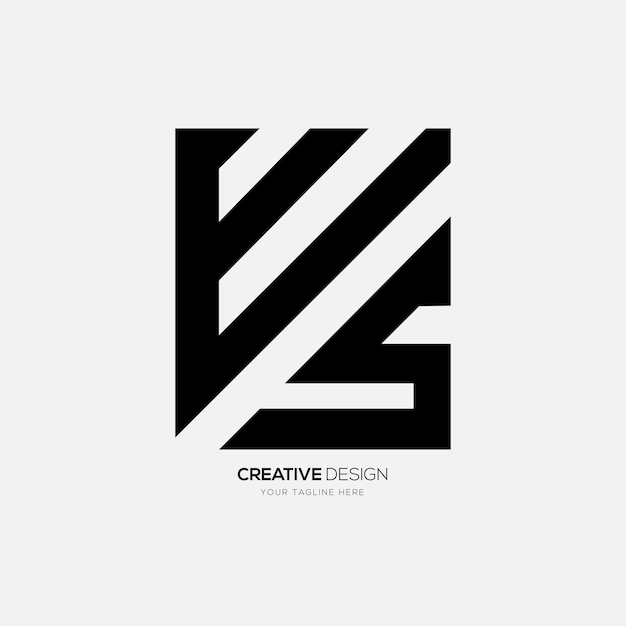 Letra W forma de caja rectangular monograma creativo idea de logotipo abstracto