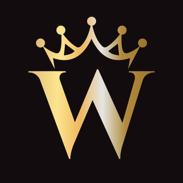 La letra W Logo de la corona para la reina Signo belleza estrella de la moda elegante símbolo de lujo