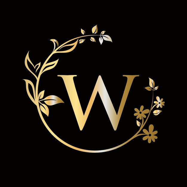 Letra W Logotipo de flor de belleza con concepto creativo para empresa negocio flor decorativa belleza spa plantilla de vector premium