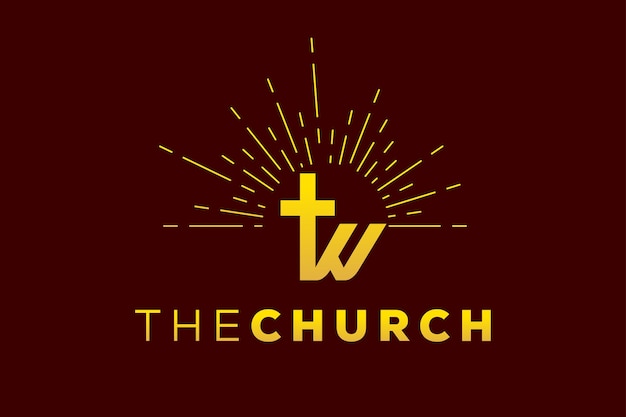 Letra w de moda y profesional, signo de iglesia, diseño de logotipo vectorial cristiano y pacífico