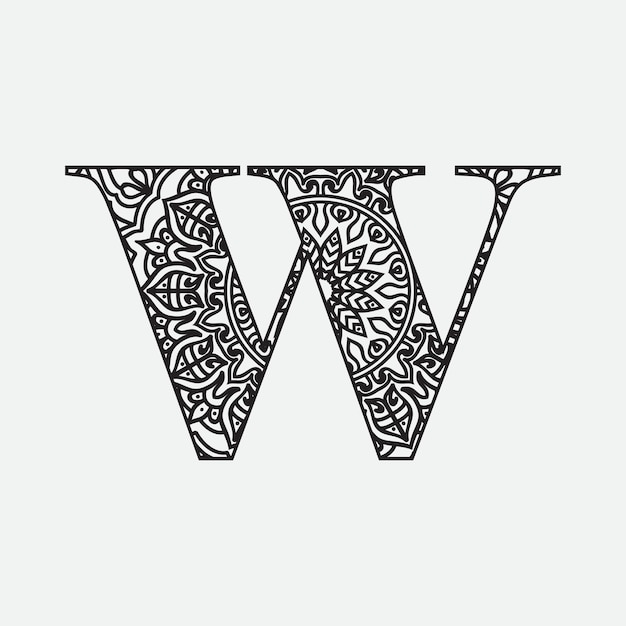 Una letra w con un patrón floral.
