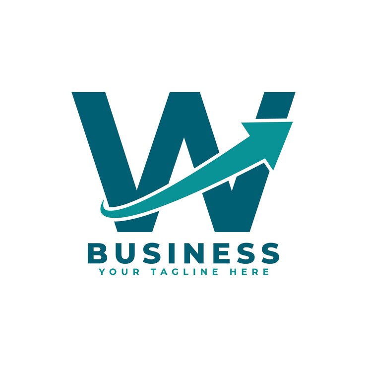 Vector letra w con swoosh arrow up logo para brand identity travel start up logistic business logo