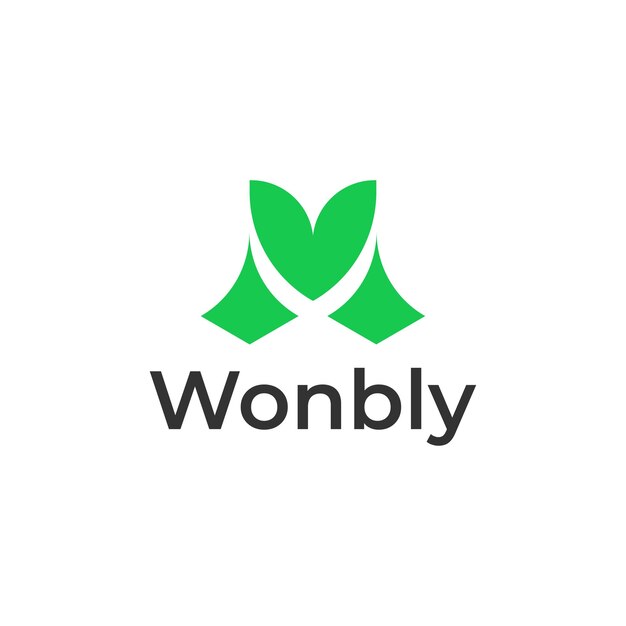 La letra W U es el logotipo de la hoja adecuada para los logotipos de negocios de la naturaleza, el logotipo del ecología de la naturaleza y el icono del logotipo de salud.