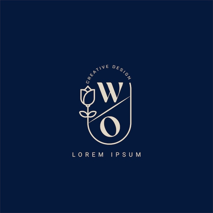 Vector la letra wo ow logotipo creativo con belleza concepto floral vector premium