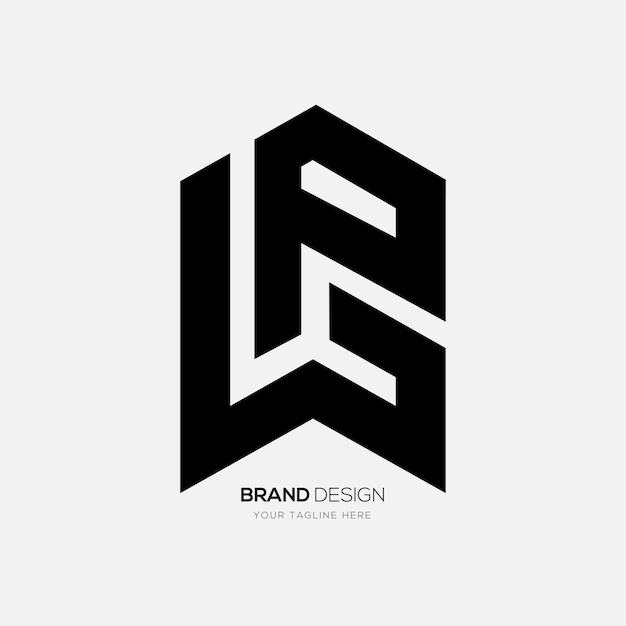 La letra Wp o Pw es una idea de logotipo de tipografía de forma única moderna