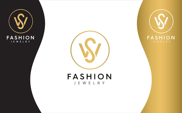 letra WS Logotipo de moda en oro