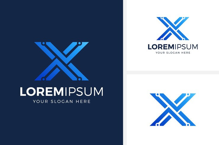 letra x concepto tecnología logotipo diseño vector ilustración