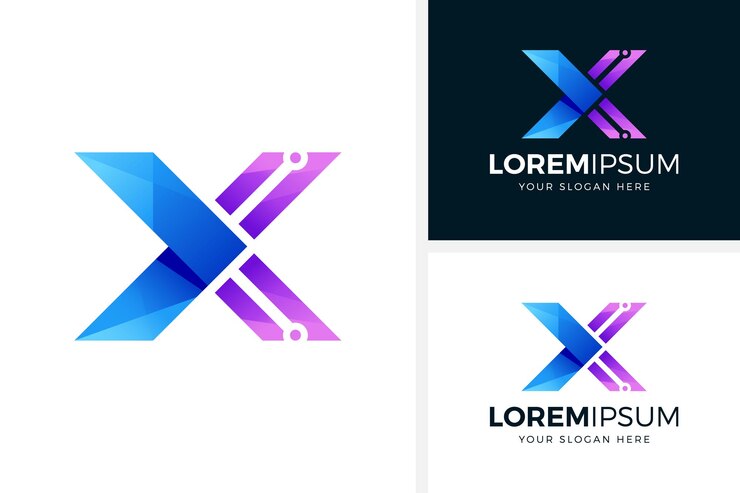letra x concepto tecnología logotipo diseño vector ilustración