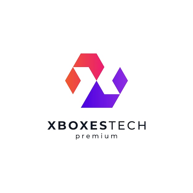 Letra X y cubo para el logo de tecnología y ciencia.