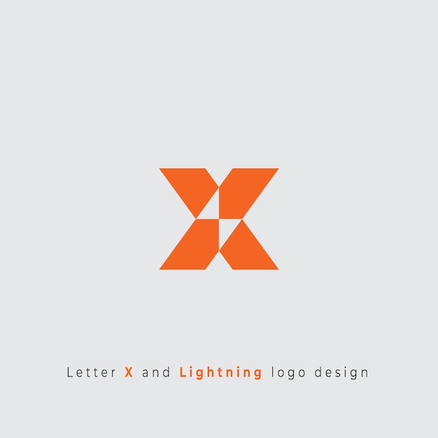 Vector la letra x y el diseño del icono del logotipo lightning o thunderbolt son simples y mínimos