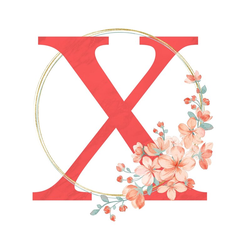 Vector letra x flor concepto acuarela floral