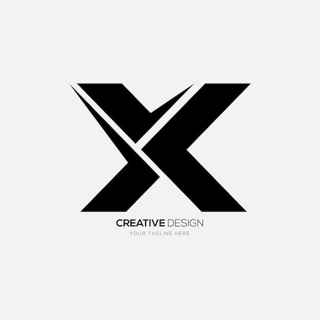 Letra X forma única logotipo de monograma abstracto de juego plano moderno