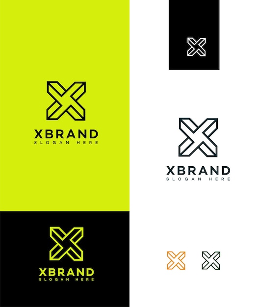 La letra X del logotipo del icono de la marca, la identidad del signo, el símbolo de la plantilla