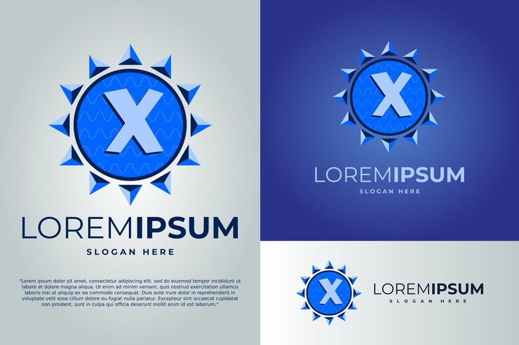 Vector letra x y sol con ondas logo diseño vector ilustración plantilla insignia logo sun logo diseño plantilla insignia logo