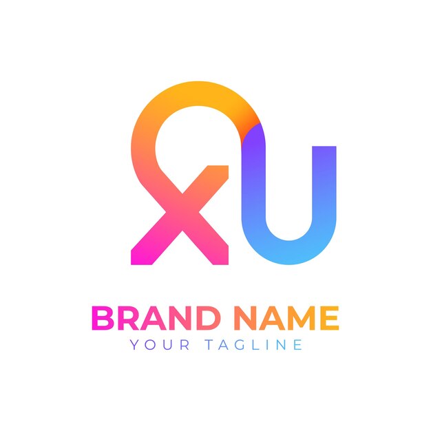 La letra xu es una plantilla de diseño de logotipo de gradiente vectorial de logotipo colorido
